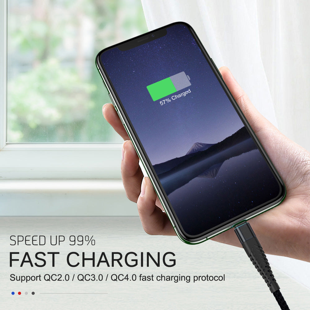 USB Cable for iPhone iPad iPod 2m (6.5 ft) nylon braided charging cord USB to Lightning with high speed transmission, pure copper core, high durability