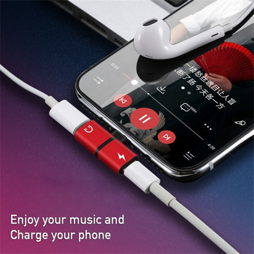 2 in 1 Double iPhone Adapter Headphone Red Jack Converter 13 12 11 XR XS X 8 7 Splitter Dual AUX Female Audio Charger Lightning