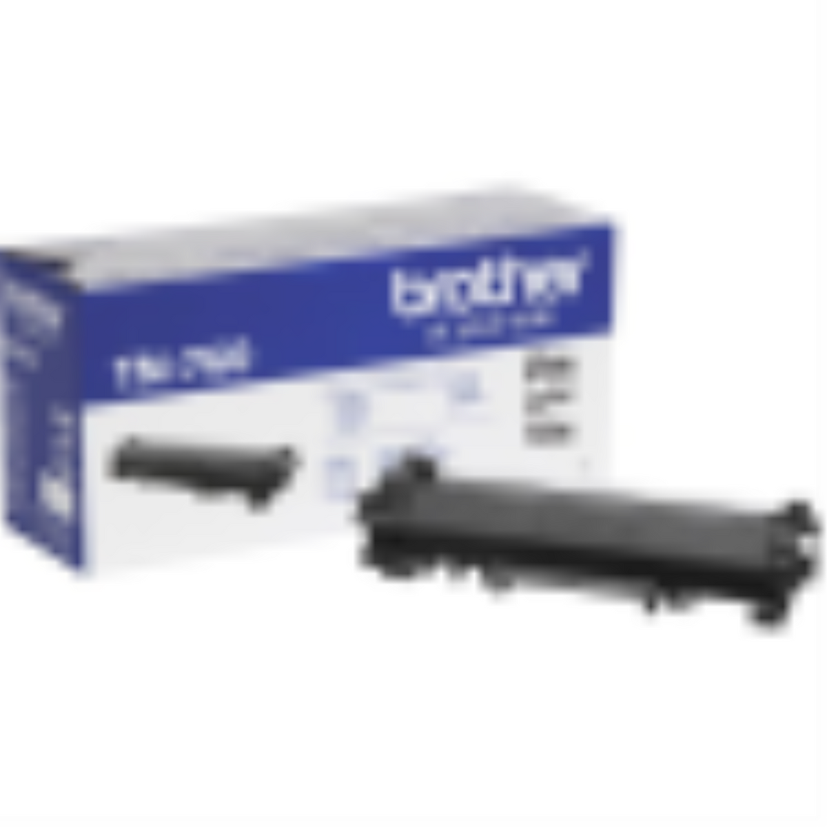 Brother TN760 High Yield Black Toner cartridge shown next to its original blue and white retail box.