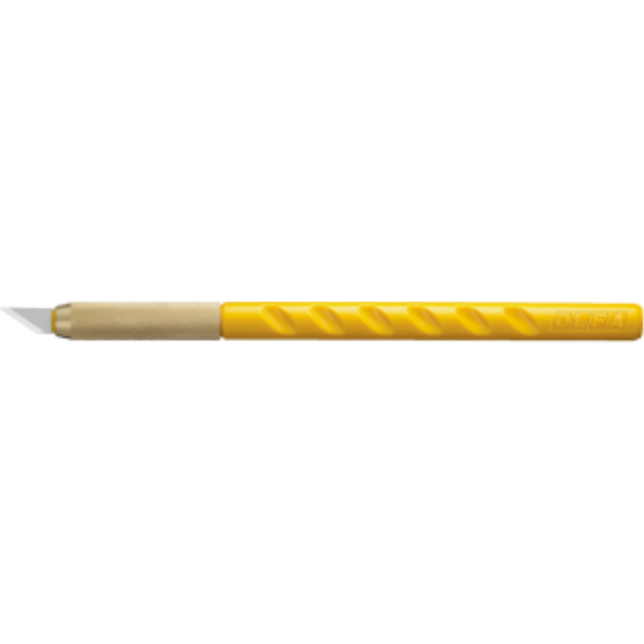 OLFA AK-1/5B graphic art knife with a yellow handle, brass blade lock, and precision steel blade.