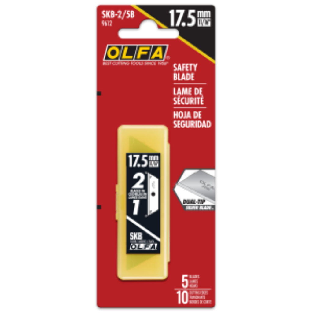 OLFA SKB-2/5B Safety Blades 5-Pack in red and yellow retail packaging.