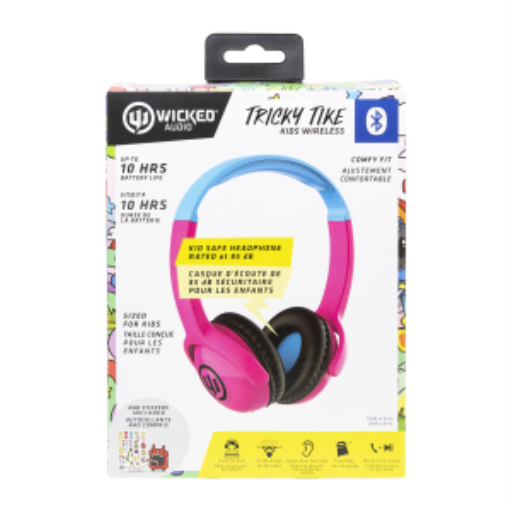 Wicked Audio Tricky Tike Kid Safe Bluetooth Headphones in Candy Pink