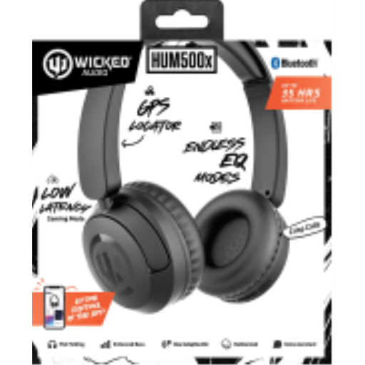 Wicked Audio Hum 500x Wireless Bluetooth Headphones in Black