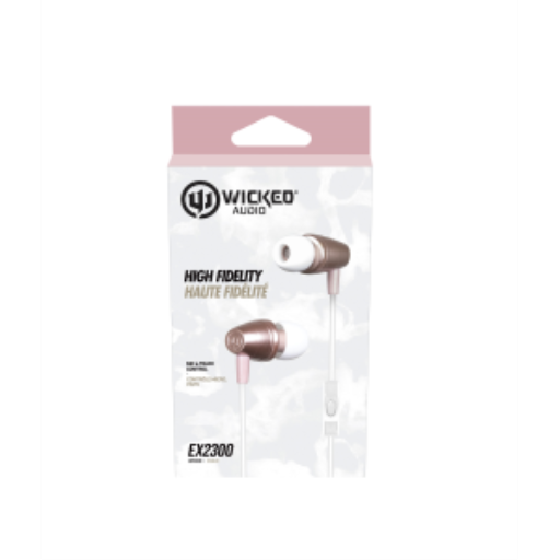 Wicked Audio WIEX2304 EX2300 Wired Earbuds | Mic & Track Control | Rose Gold