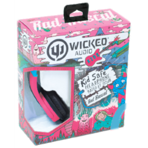Wicked Audio Rad Rascal Kid Safe Wired Headphones in Bubblegum