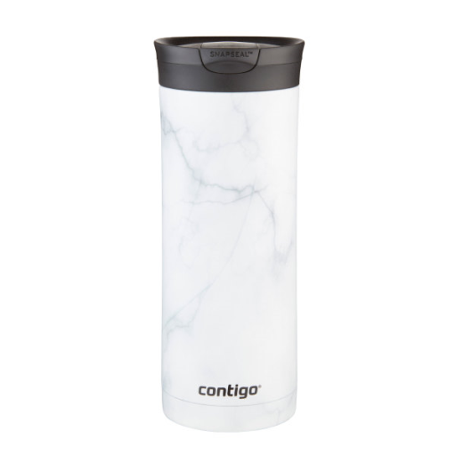 Contigo Huron 2.0 Couture SnapSeal Insulated Travel Tumbler, 20 oz (591 mL), White Marble