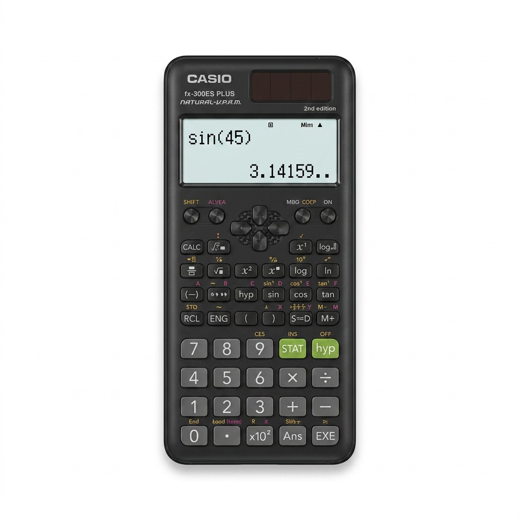 Casio FX-300ESPLS2 black scientific calculator with Natural Textbook Display on a white background.