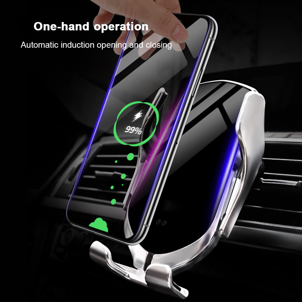 Wireless Car Charger for Smartphones iPhone Android with Qi technology, Automatic Smart Infrared Sensor, Air vent phone holder Fast Charging