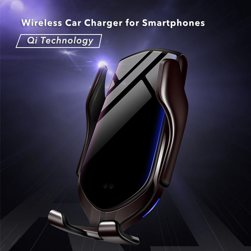 Wireless Car Charger for Smartphones iPhone Android with Qi technology, Automatic Smart Infrared Sensor, Air vent phone holder Fast Charging