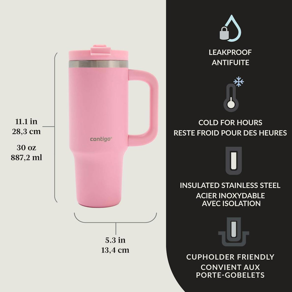 Contigo Streeterville Leak-Proof Tumbler, 30 oz (887 mL), Strawberry Cream