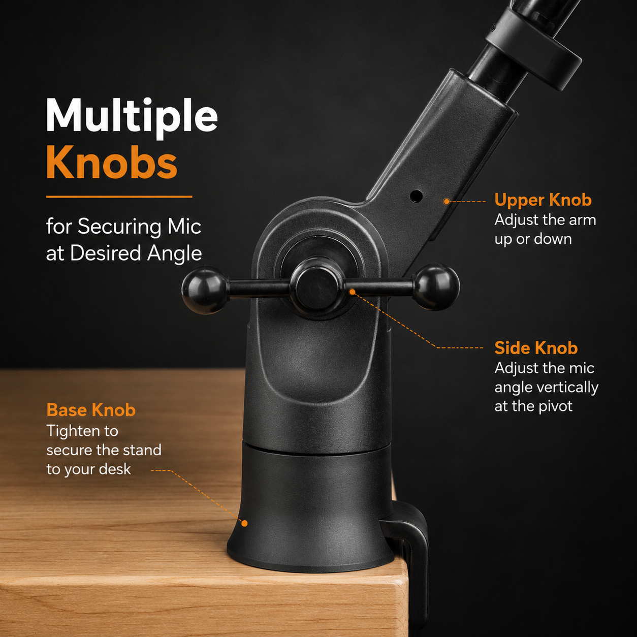 Frameworks Slim Profile Desktop Mic Stand Boom Arm, Sturdy Solid Steel Desk Mounted Microphone Boom Arm Cable Management Desktop Swinging Flexible