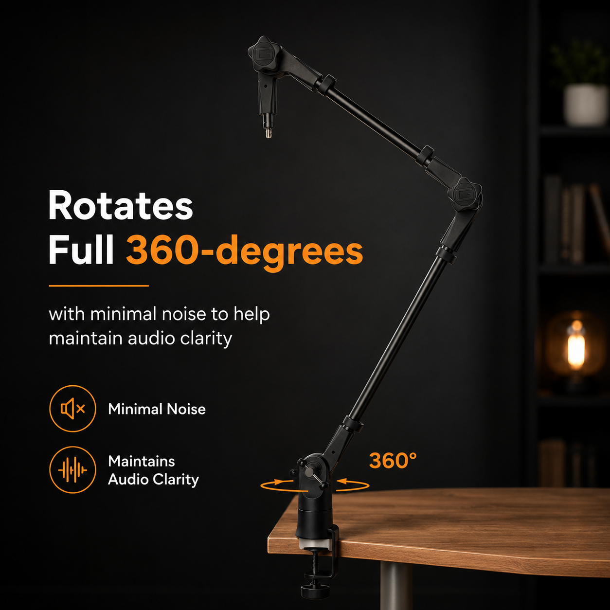 Frameworks Slim Profile Desktop Mic Stand Boom Arm, Sturdy Solid Steel Desk Mounted Microphone Boom Arm Cable Management Desktop Swinging Flexible