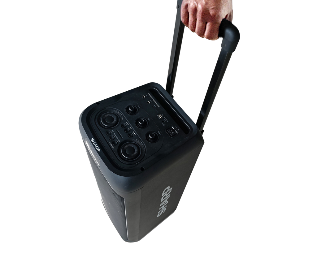 Sharp PS-935 Portable Party Speaker – 50W RMS, 15-Hour Battery, Bluetooth 5.2 & Karaoke