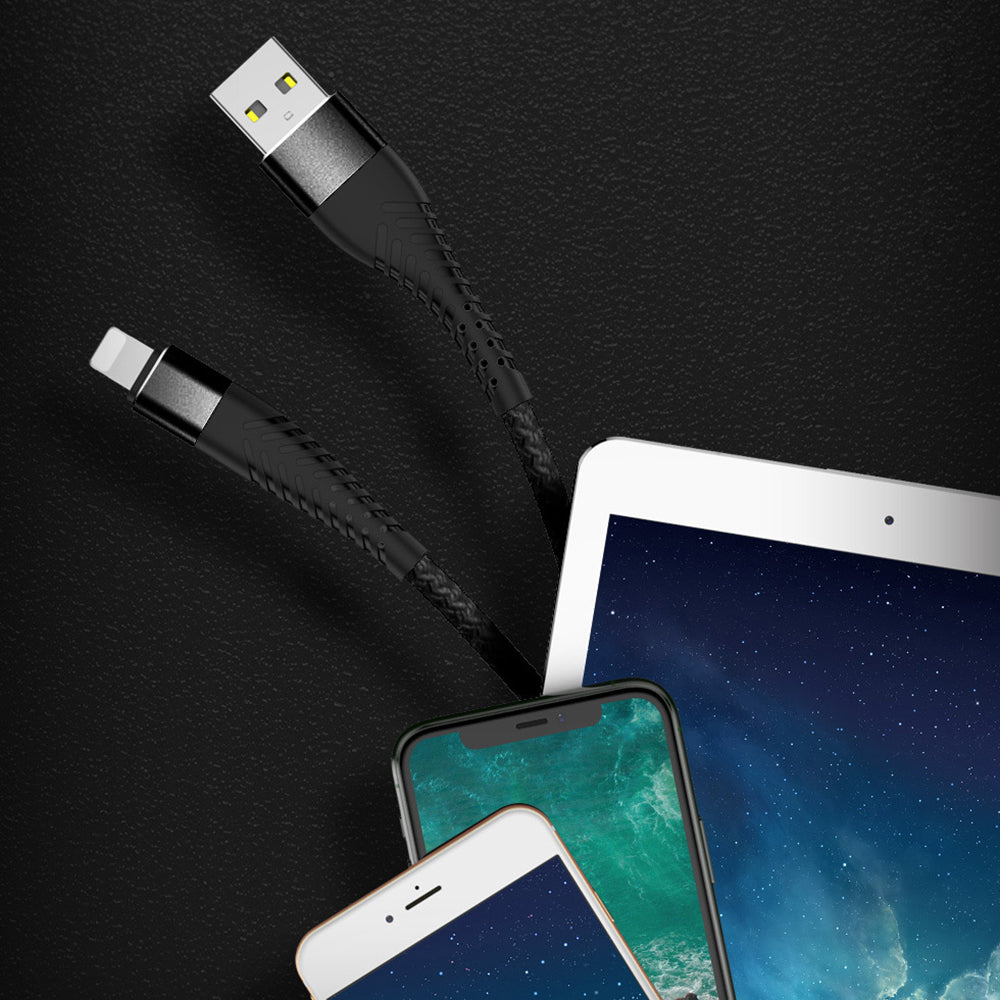 USB Cable for iPhone iPad iPod 2m (6.5 ft) nylon braided charging cord USB to Lightning with high speed transmission, pure copper core, high durability
