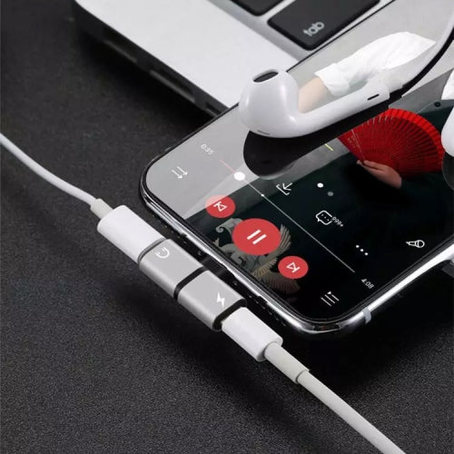 2 in 1 Double Adapter Headphone Jack Converter Splitter Dual Audio Lightning Cable Charger (Compatible Apple 13 12 11 PRO XR XS X 8 7 PLUS)