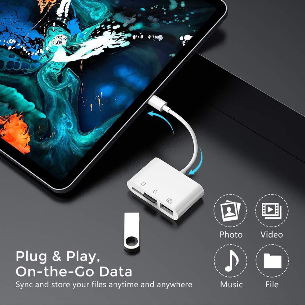 3-in-1 card reader USB-C to SD, Micro SD and USB for PC, Mac, iPad, Tablets, Android Smartphones | High Speed USB 2.0 writer MicroSD USB Flash drive for laptop, computer, phones