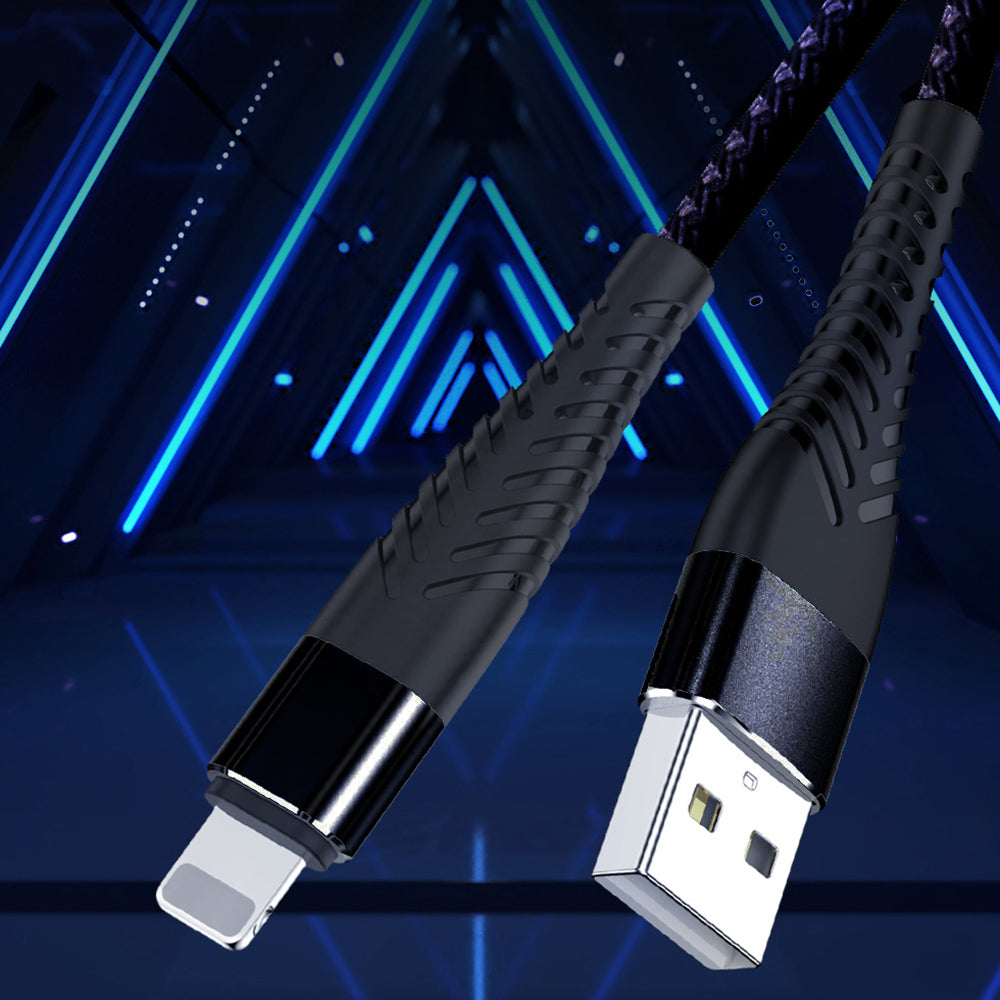 USB Cable for iPhone iPad iPod 2m (6.5 ft) nylon braided charging cord USB to Lightning with high speed transmission, pure copper core, high durability