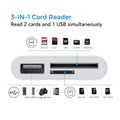 3-in-1 card reader USB-C to SD, Micro SD and USB for PC, Mac, iPad, Tablets, Android Smartphones | High Speed USB 2.0 writer MicroSD USB Flash drive for laptop, computer, phones