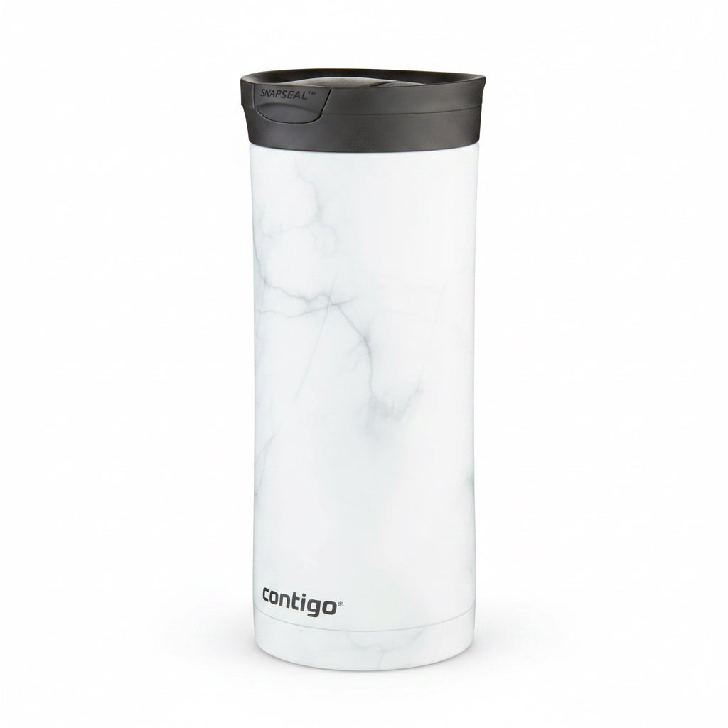 Contigo Huron 2.0 Couture SnapSeal Insulated Travel Tumbler, 20 oz (591 mL), White Marble