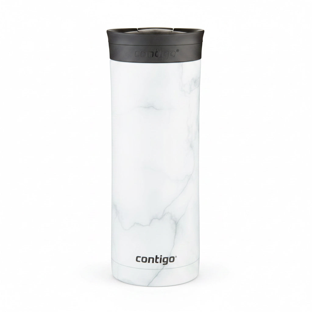 Contigo Huron 2.0 Couture SnapSeal Insulated Travel Tumbler, 20 oz (591 mL), White Marble