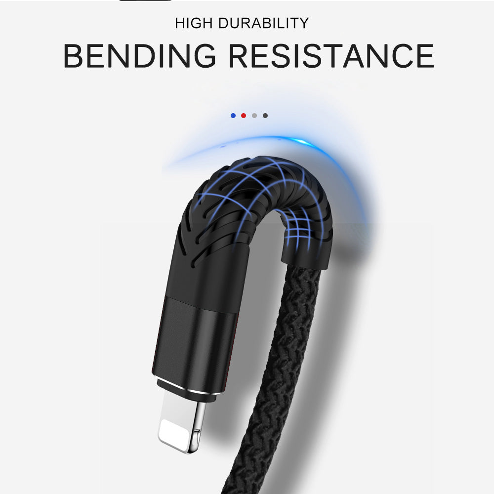 USB Cable for iPhone iPad iPod 2m (6.5 ft) nylon braided charging cord USB to Lightning with high speed transmission, pure copper core, high durability