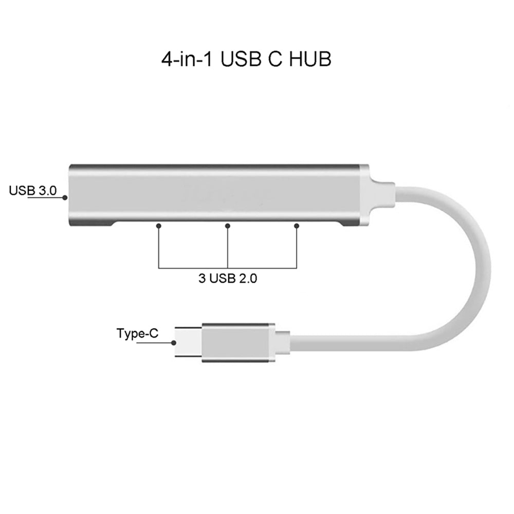 USB-C HUB with 4 USB Ports for iMac, MacBook, iPad, Surface, Galaxy, PC Laptop and more - Type-C to USB 3.0 Hub Multi USB Port Adapter