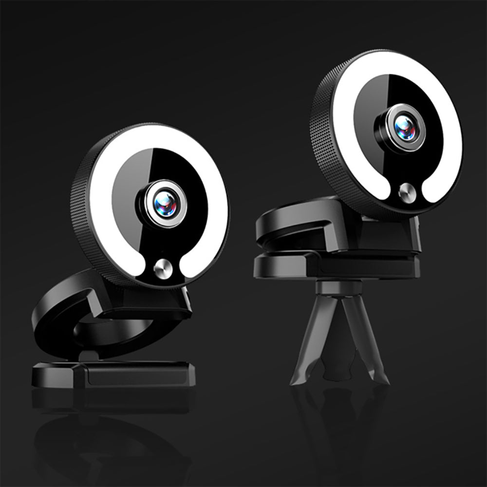 SenseiPhoto 4K Webcam with Led - Ring Light, Microphone, Fast Focus & 3 Level Brightness Power with Touch Control | Web Camera for Laptop Desktop PC Mac Mini-Tripod