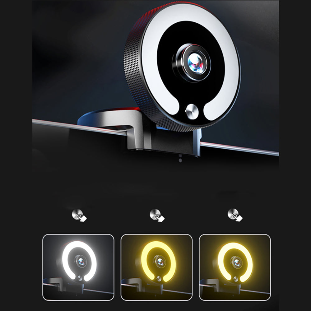 SenseiPhoto 4K Webcam with Led - Ring Light, Microphone, Fast Focus & 3 Level Brightness Power with Touch Control | Web Camera for Laptop Desktop PC Mac Mini-Tripod
