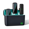 Wireless Microphone Bundle for iPhone with 2 Mini Mics 1 Receptor & Charging Base Great Lavalier Mic for TikTok Podcast Video